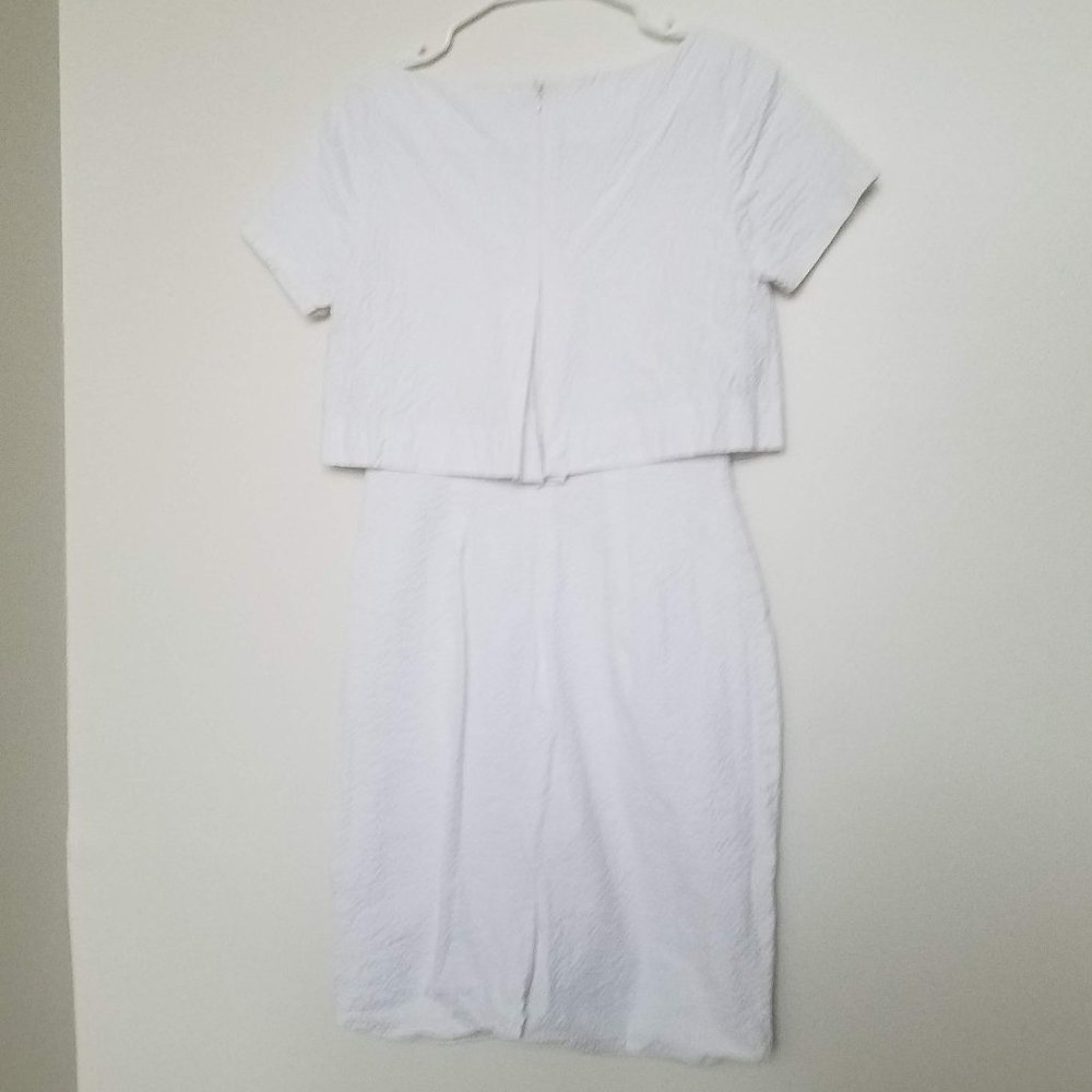 Banana Republic | White Dimpled Fitted Midi Dress - Picture 3 of 3